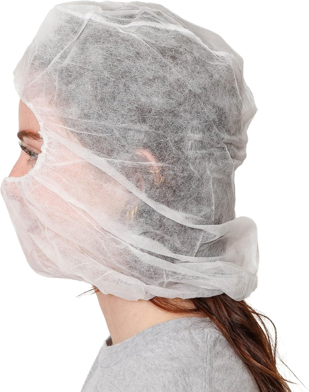 Polypropylene Hood, Disposable Catering Bonnets, Hairnet & Beard Cover Combo for Work, Food Service