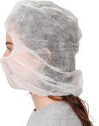 Polypropylene Hood, Disposable Catering Bonnets, Hairnet & Beard Cover Combo for Work, Food Service
