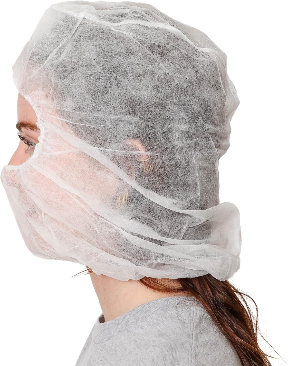 Polypropylene Hood, Disposable Catering Bonnets, Hairnet & Beard Cover Combo for Work, Food Service