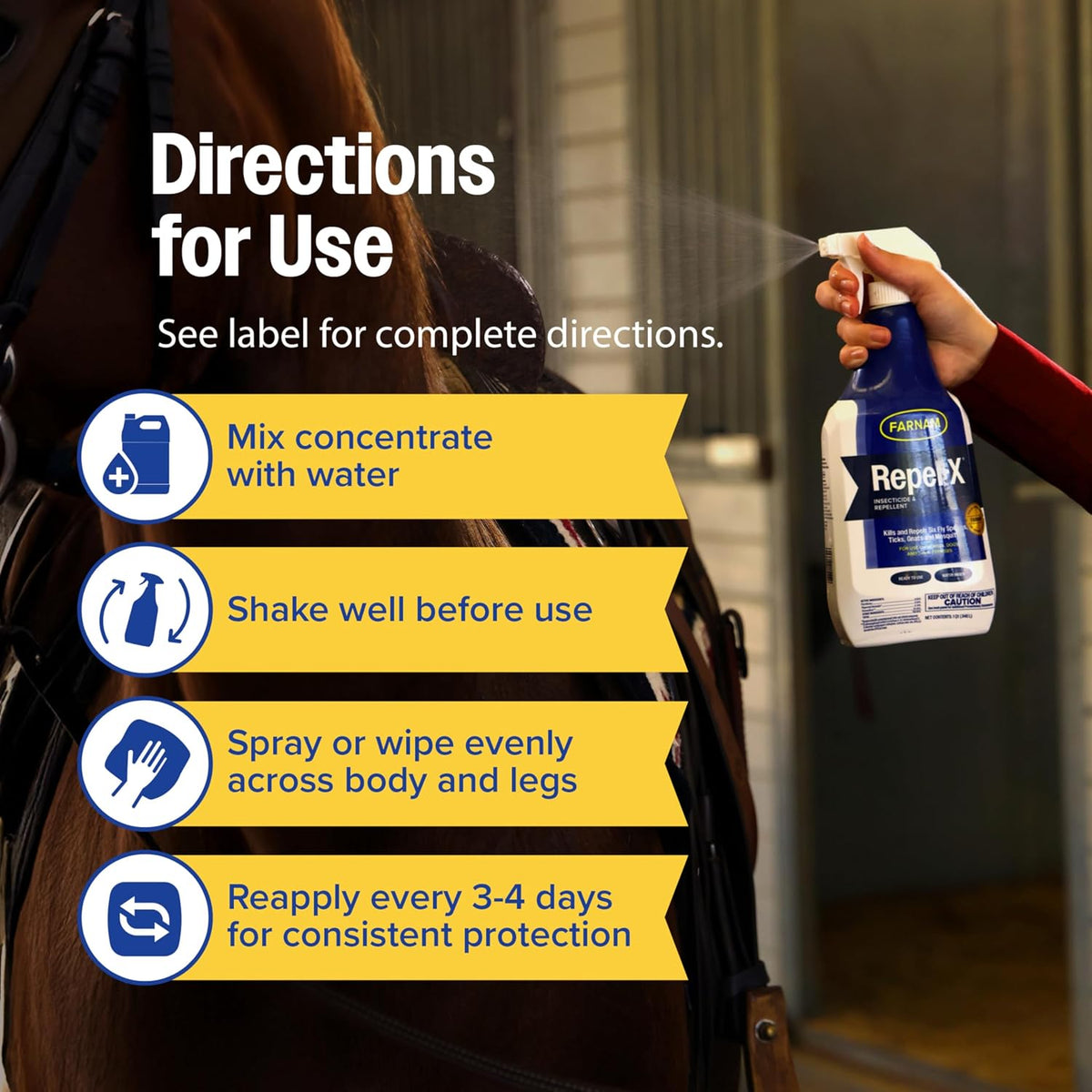 Repel-X pe Concentrated Fly Spray for Horses & Dogs, 32 Ounces