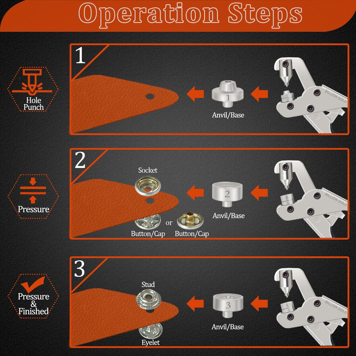 Snap Button Kit, Snap Fastener Tool 20 Sets Metal Snap Buttons