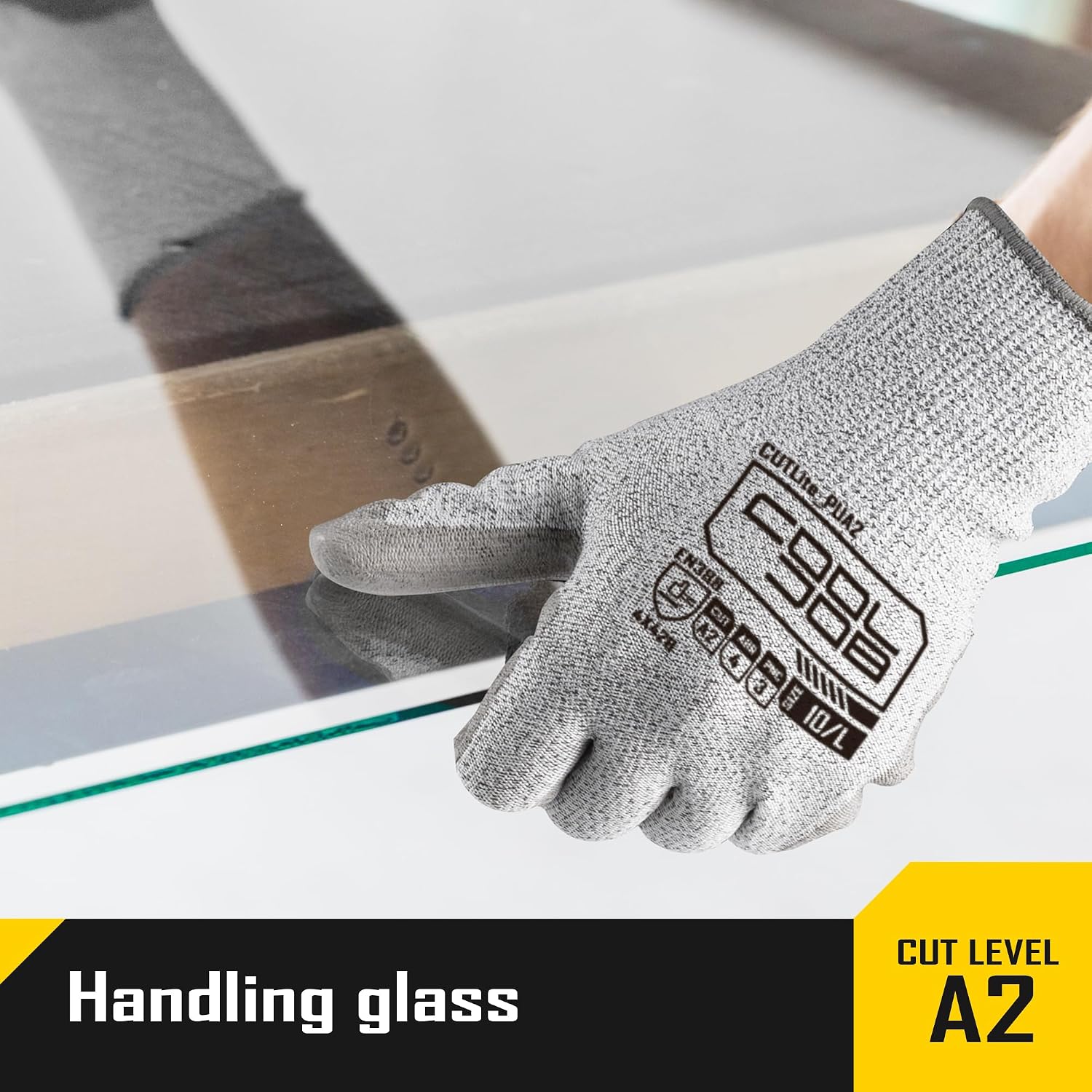 12/120 Pairs Cut Resistant Safety Work Gloves with Grip, 13 Gauge Seamless Shell with PU Coating, ANSI A2 A4 A6, Gray