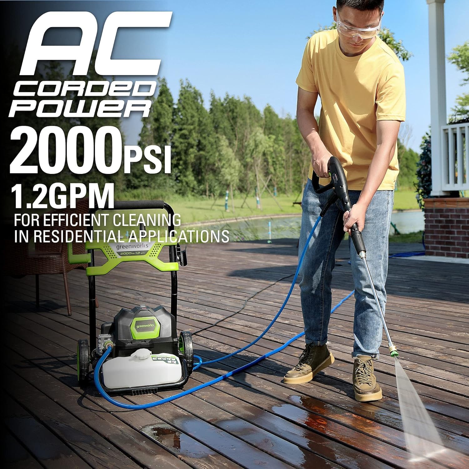 2000 PSI 1.2 GPM Pressure Washer (Open Frame GPW2003) GPW2003 & 12" (in.) Surface Cleaner Pressure Washer Attachment