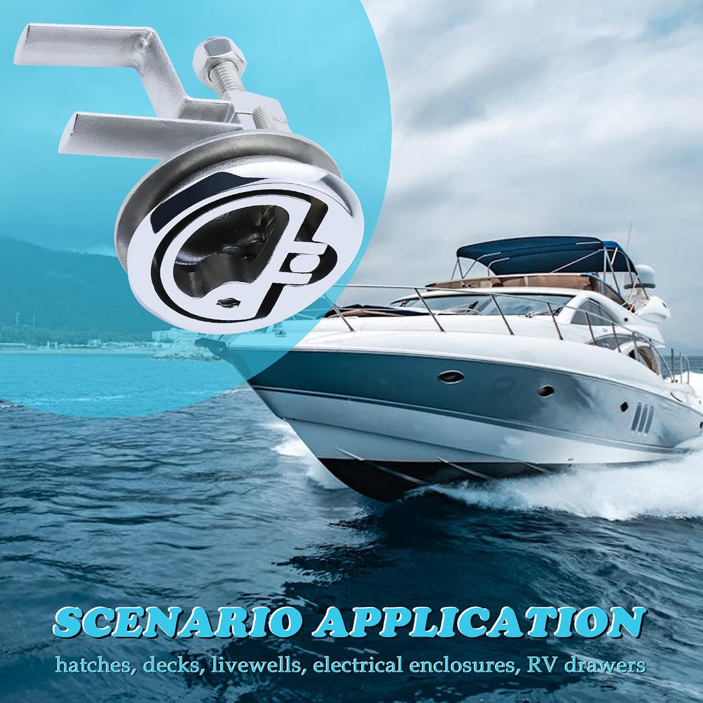 Boat Cam Latch Stainless Steel 316 Marine Hatch Cam Latch Style, Flush Pull Mount Includes Installation Screws Marine Hatch Deck Hardware Ideal for Ships, Yachts, RVs 1 Pcs/2Pcs/Lock/Non-Lock
