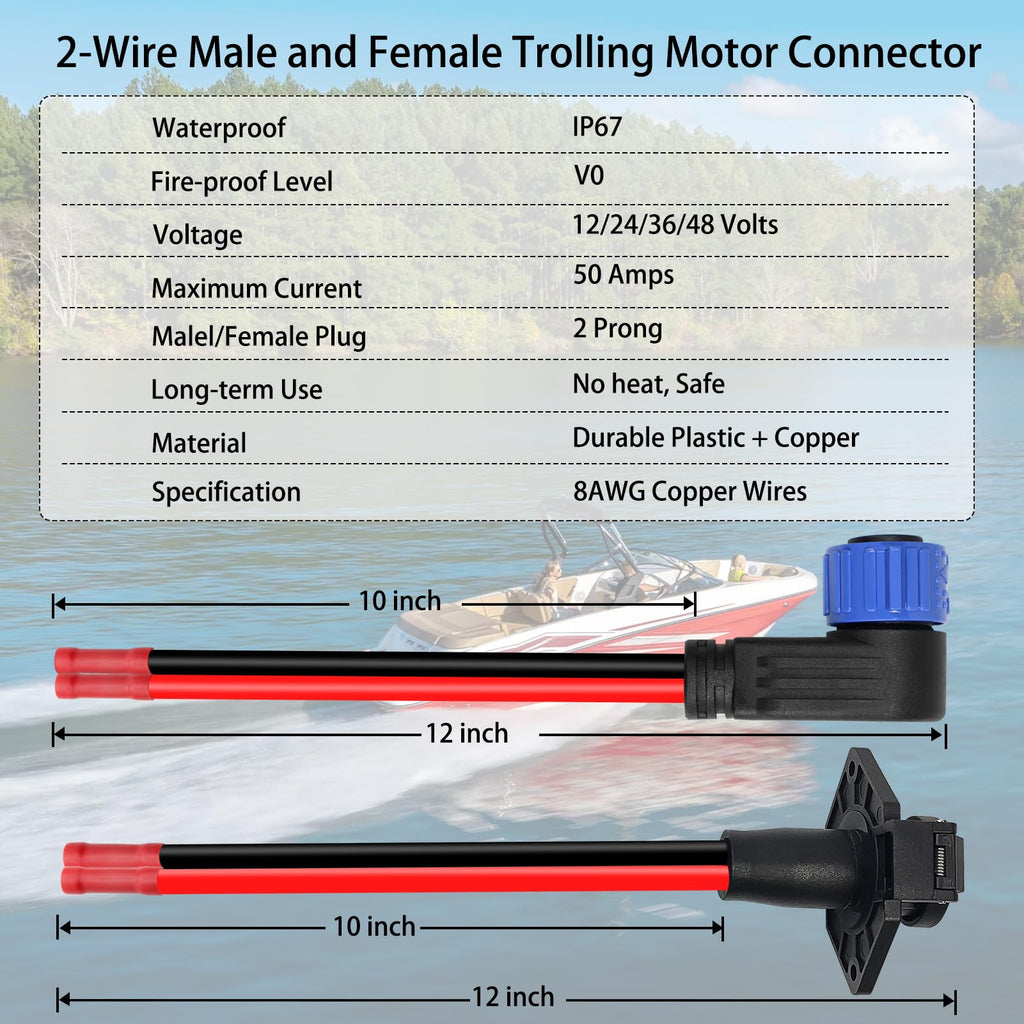 Trolling Motor Plug and Receptacle,12V/24V/36V/48V Trolling Motor Plug