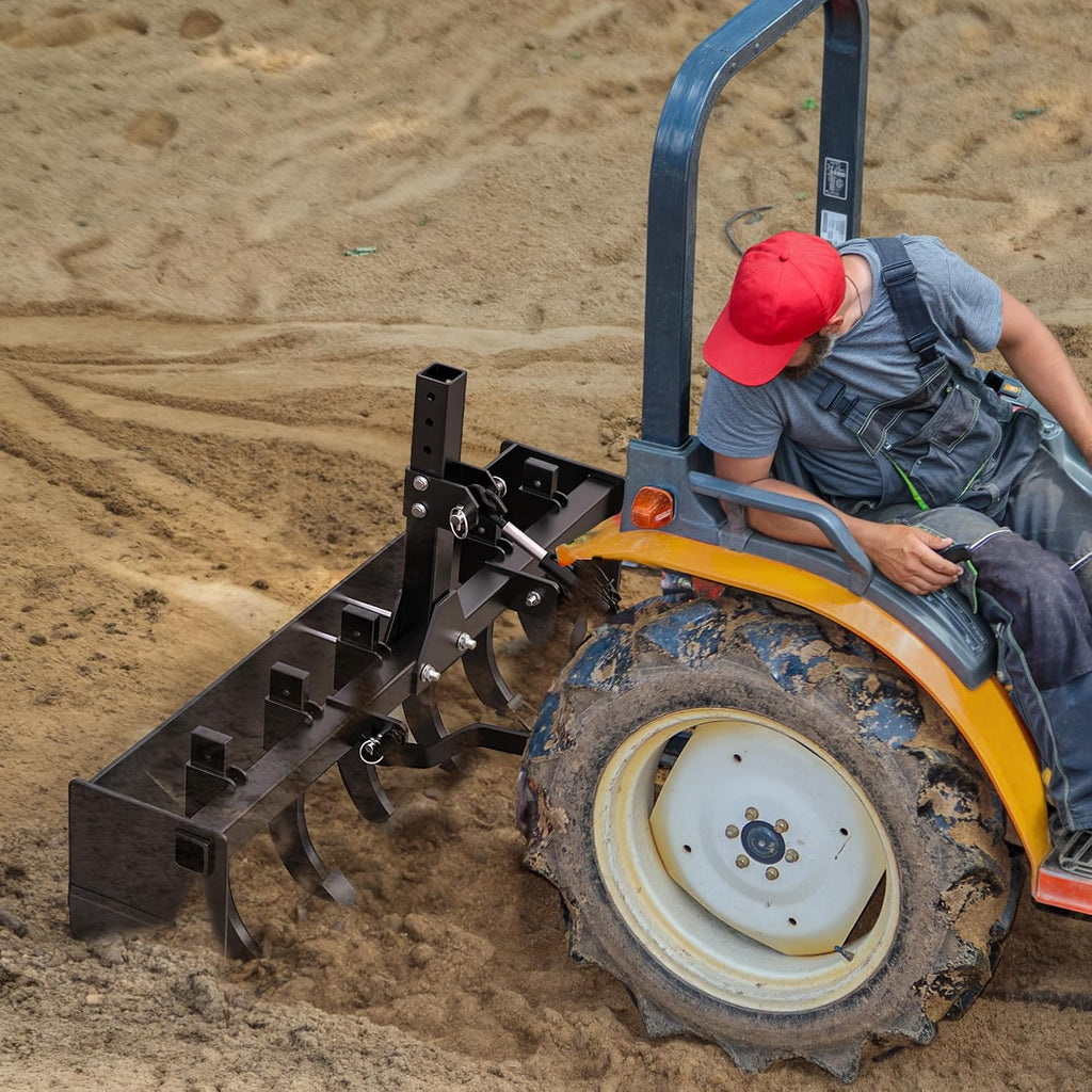 55" Box Blade Tractor Attachment Category 1 Cat 0 Scarifier Shank Great for Leveling, Grading, Landscaping