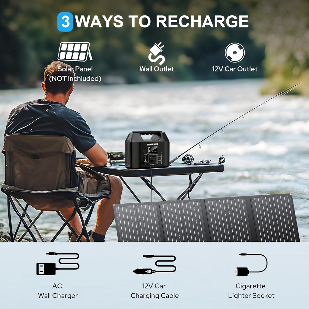 Portable Power Station 122.8Wh, 150W Power Bank with AC Outlet | SinKeu LiFePO4 Battery Solar Generator for Home Use