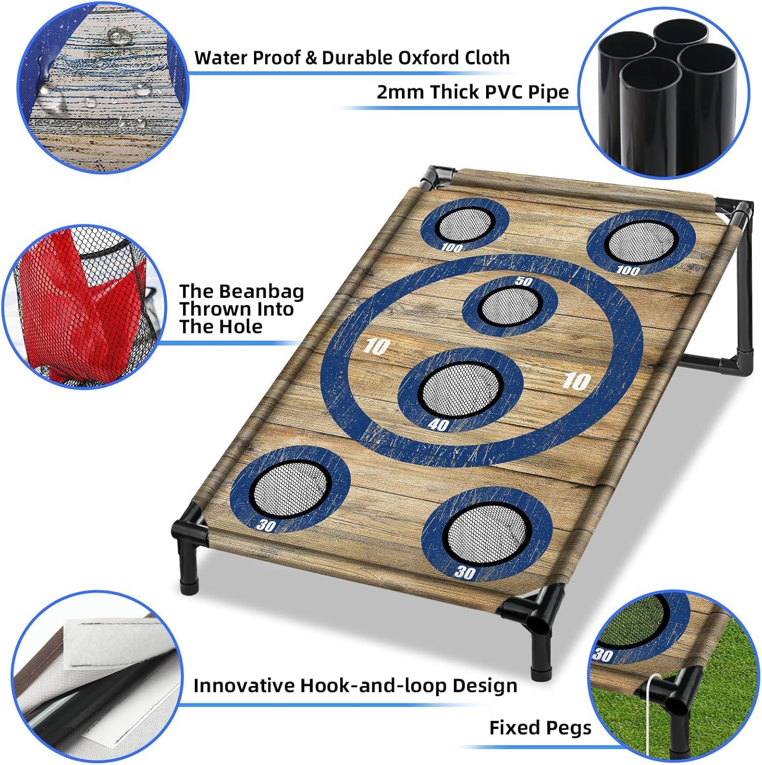 Cornhole Board Set Corn Hole Games for Adults and Kids Backyard | 3x2 Ft Corn Hole Toss Game with 8 Bean Bags for