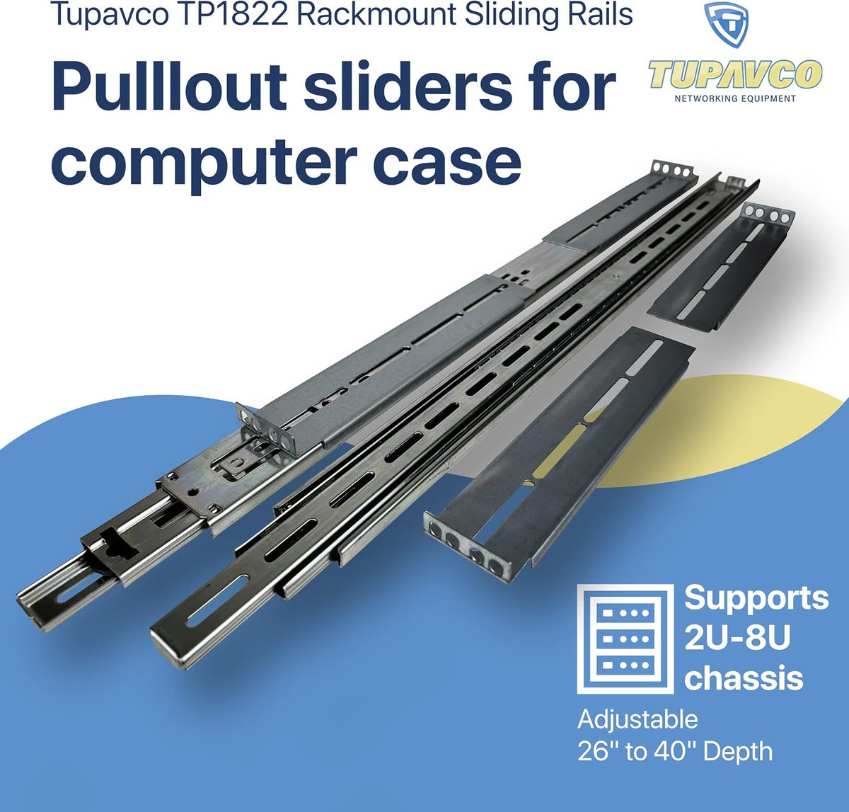 Rackmount Sliding Rails Kit - for 2U-8U Chassis, 26" to 40" Depth