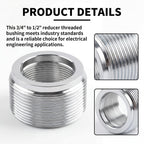 30-Pack Reducer Bushing 3/4" to 1/2" Threaded Nipple Galvanized Steel for Rigid IMC Conduit Connections, Electrical Size Reducing Coupling