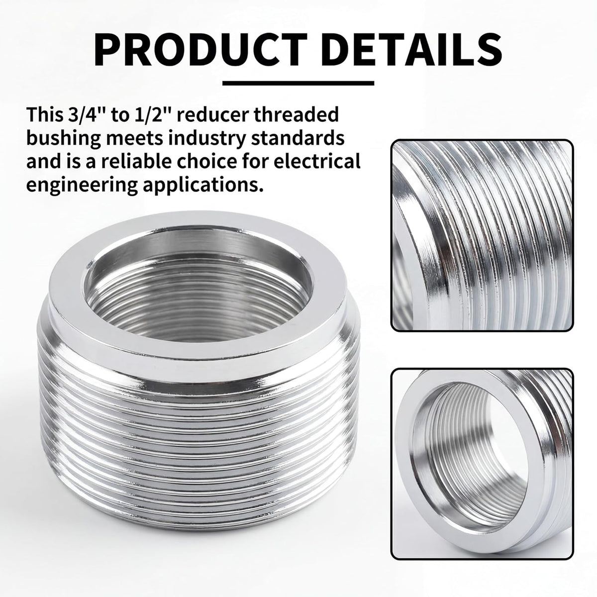 30-Pack Reducer Bushing 3/4" to 1/2" Threaded Nipple Galvanized Steel for Rigid IMC Conduit Connections, Electrical Size Reducing Coupling
