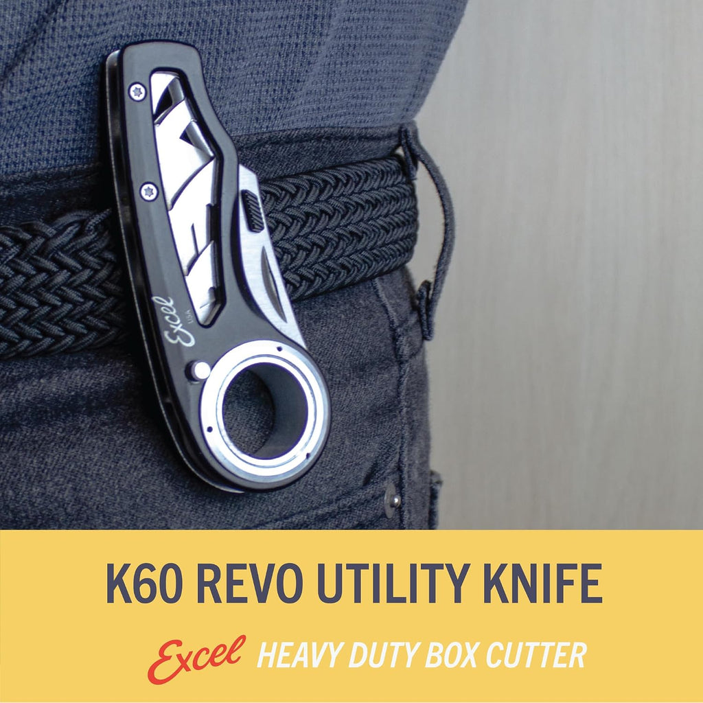 K60 Revo Folding Utility Knife with Holster, Aluminum, Grey