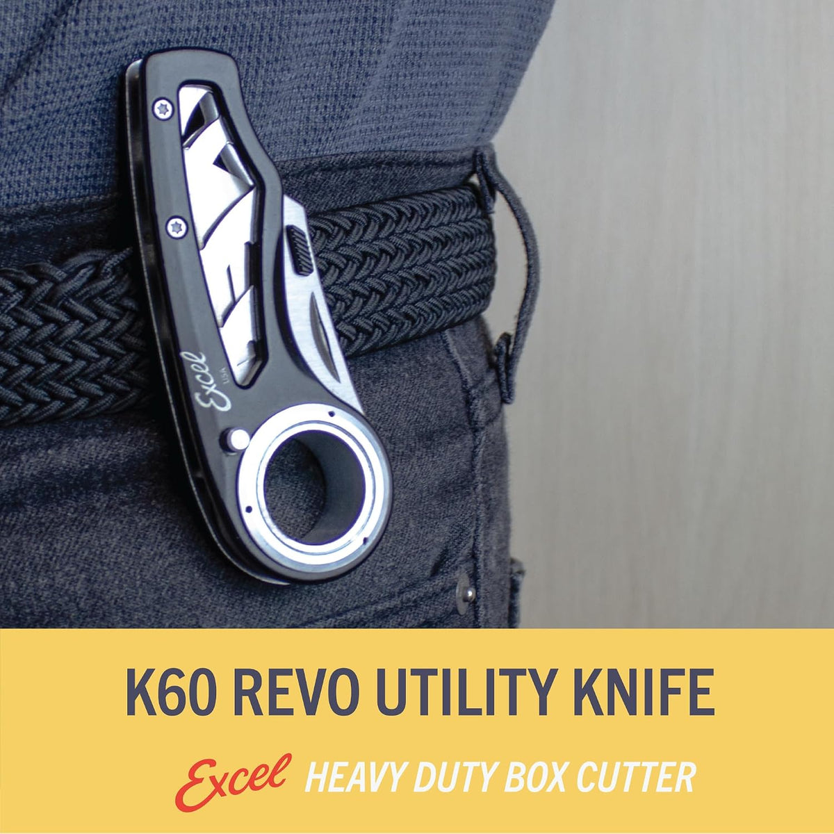 K60 Revo Folding Utility Knife with Holster, Aluminum, Grey