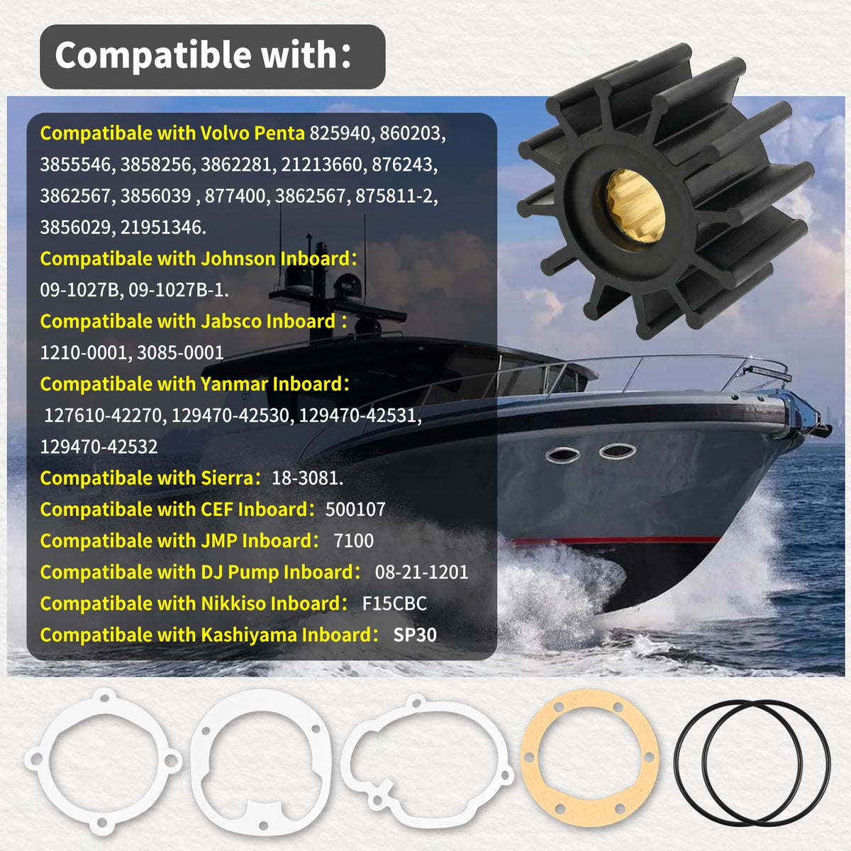 21951346 Water Pump Impeller Compatible with Volvo Penta,Johnson Sierra