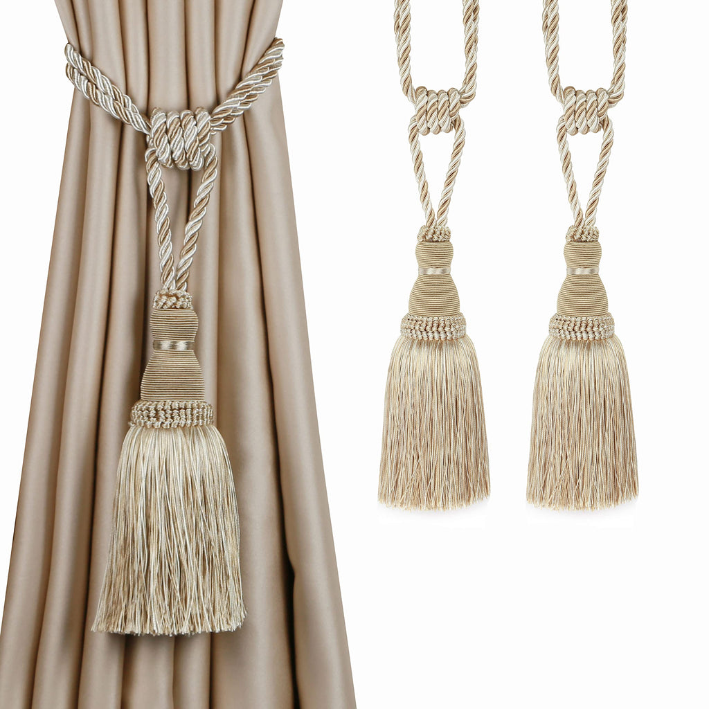 2 Pack Curtain Tiebacks Tassel Drapery Tie-Backs Rope Holdbacks