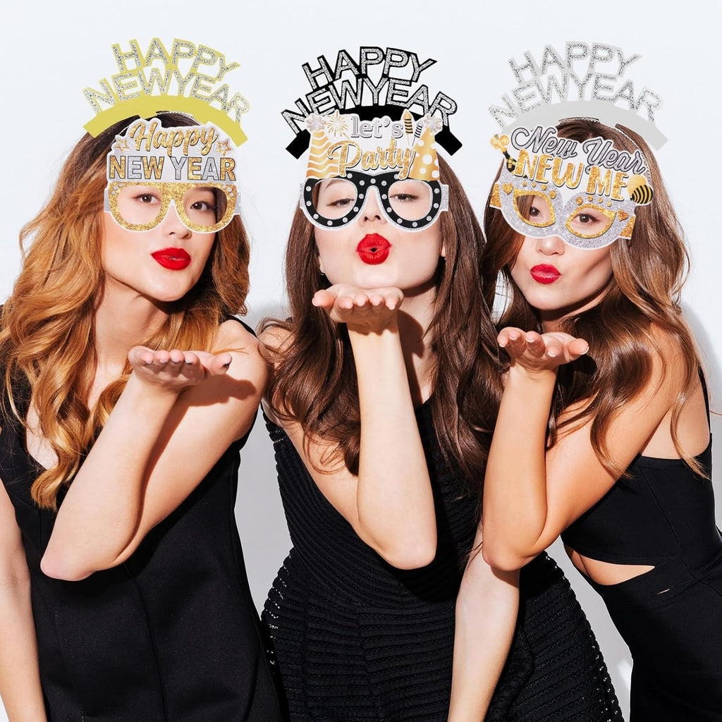 36 Pieces New Years Eve Party Supplies 2026 Happy New Year Decorations Include 12 Headband Tiaras 12 Noise Makers and
