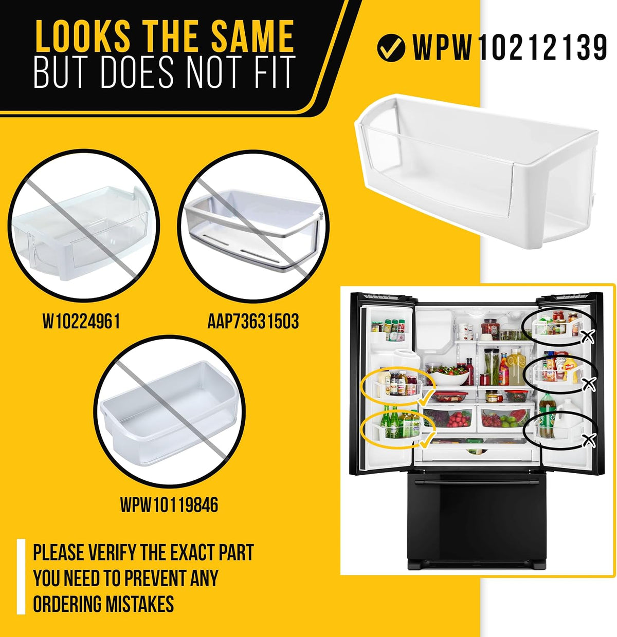 PartsBroz Refrigerator Door Shelf Bin for Whirlpool GI6FARXXF04
