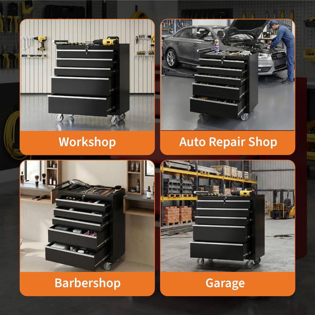 Rolling Tool Chest, 5 Drawers Tool Storage Cabinet, Toolbox with Wheels, Portable Tool Cabinet Organizer with Locking