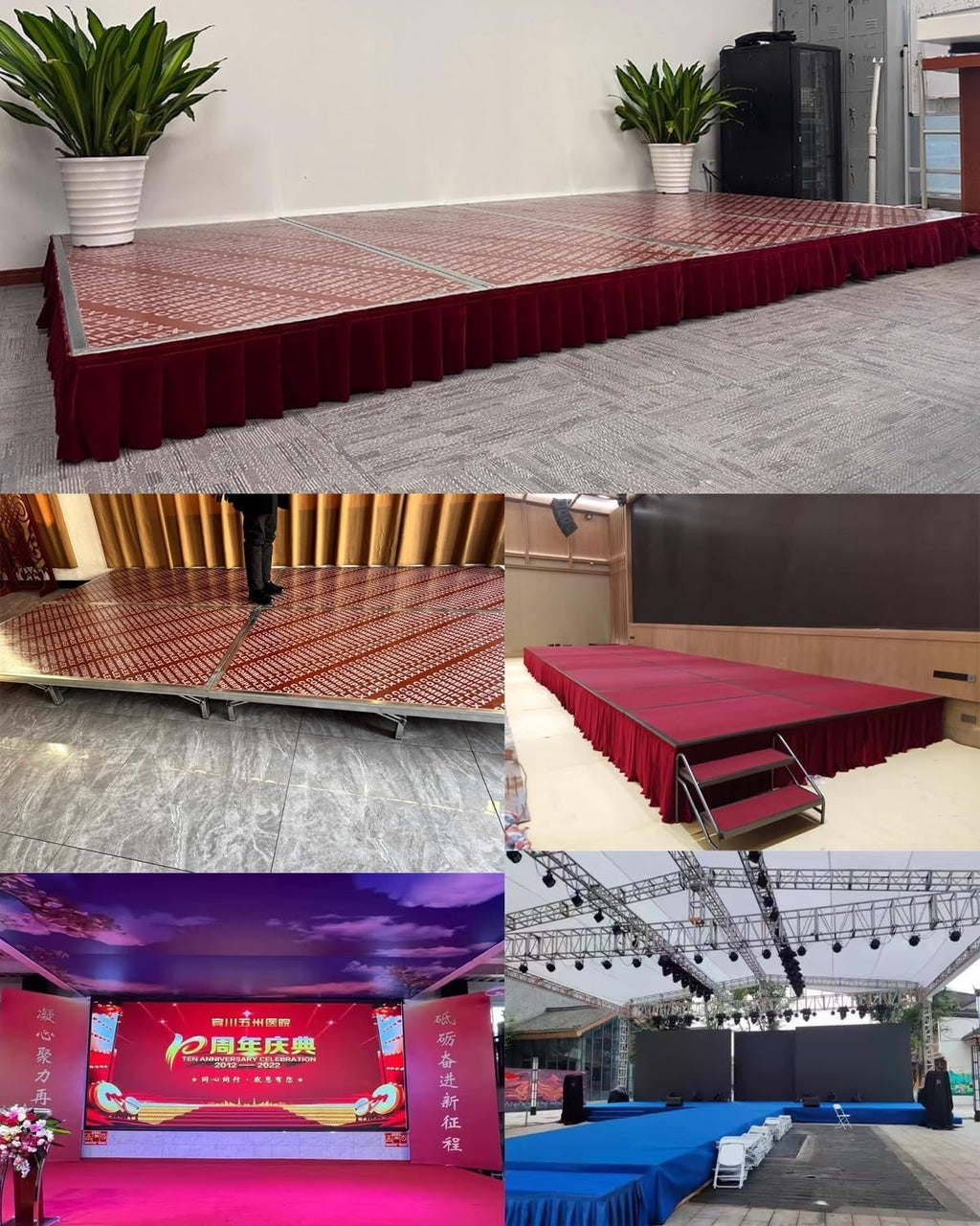 Events Foldable Stage Platform with Adjustable Legs, Wedding Portable Stage Riser Stand 4 5 6 Ft, Dancers Band