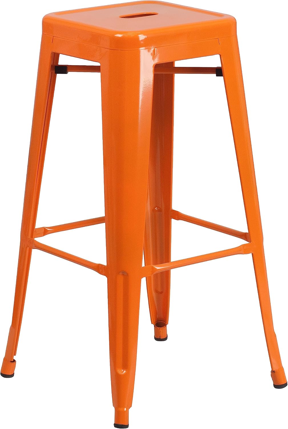 30 in Metal Indoor/Outdoor Barstool, Orange, 4-Pack