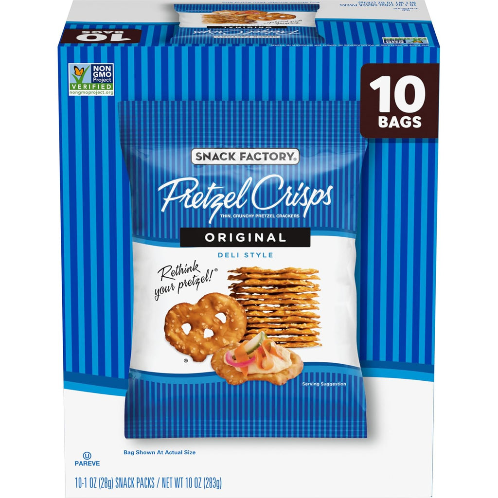 Pretzel Crisps, Original, 1 Oz Snack Bags, 10 Ct