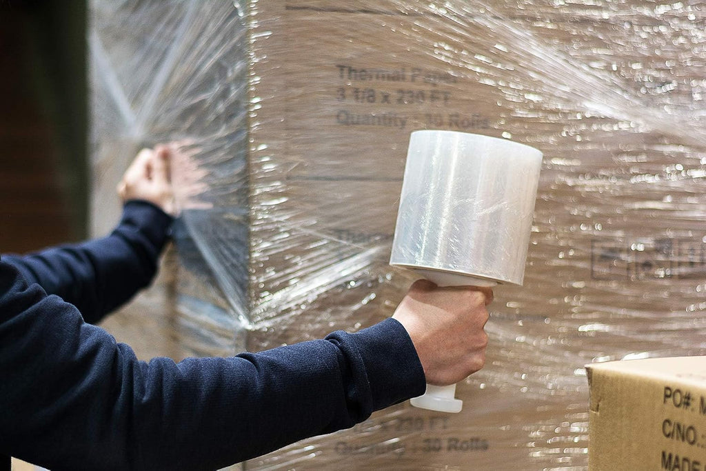 5" x 1000ft 80 Gauge 12 Rolls Shrink Wrap Film with 1 Handle