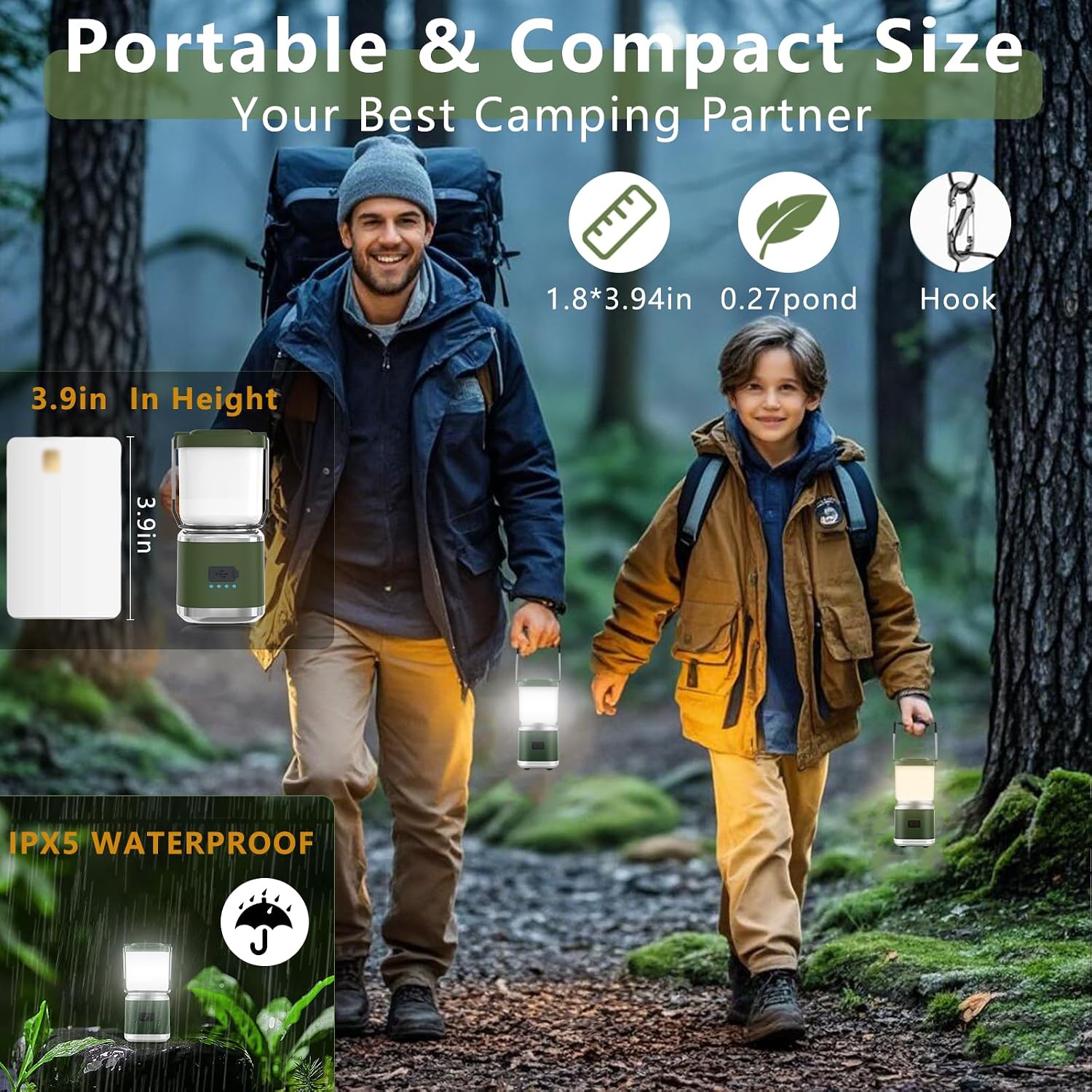 Portable Camping Lantern Rechargeable -4inch, 336LM LED Camping Lights Lantern with Redlight&20Hours Runtime&