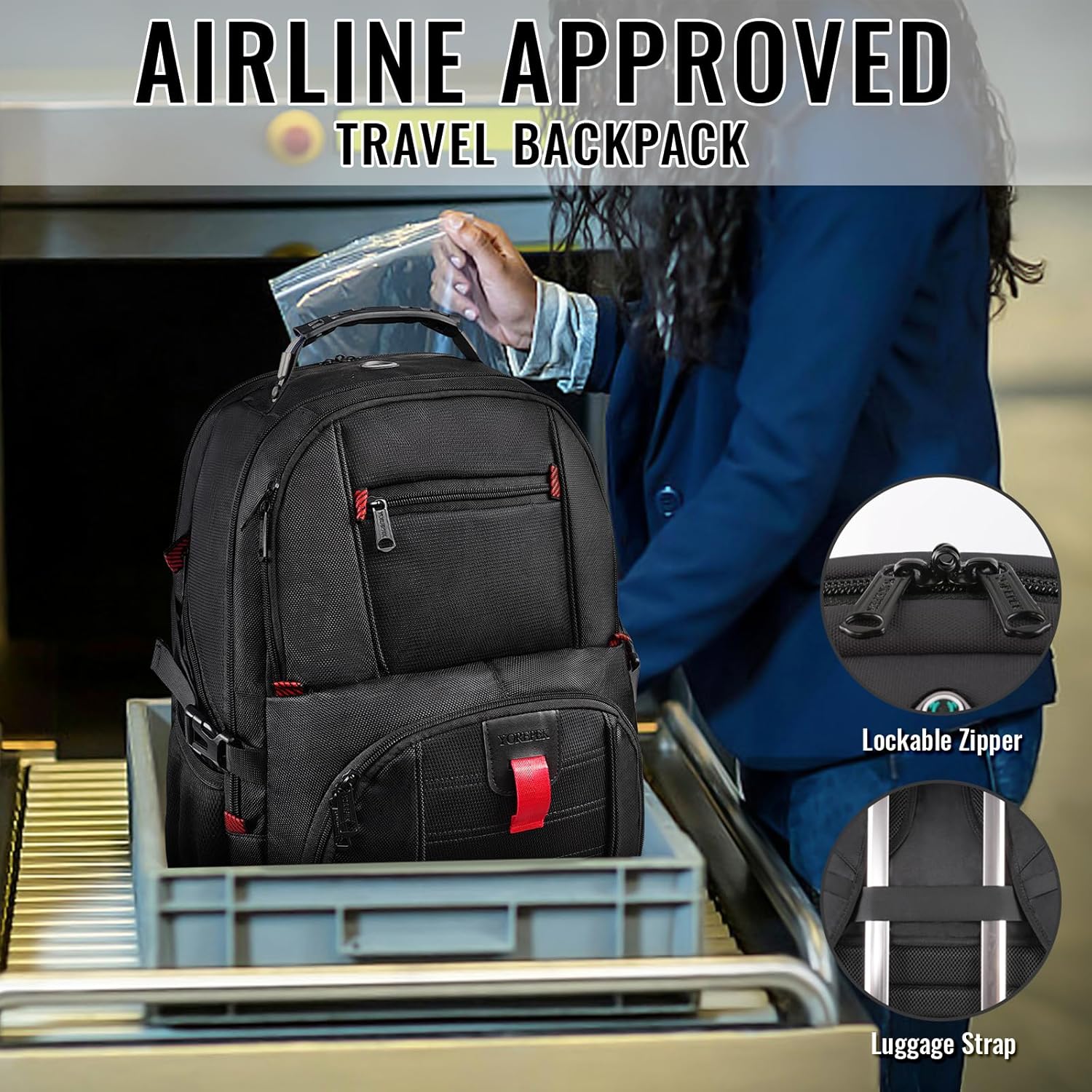 Large Laptop Backpack for Men, Heavy Duty Travel Backpack Carry On Flight Approved, 17 Inch College Work Bookbag