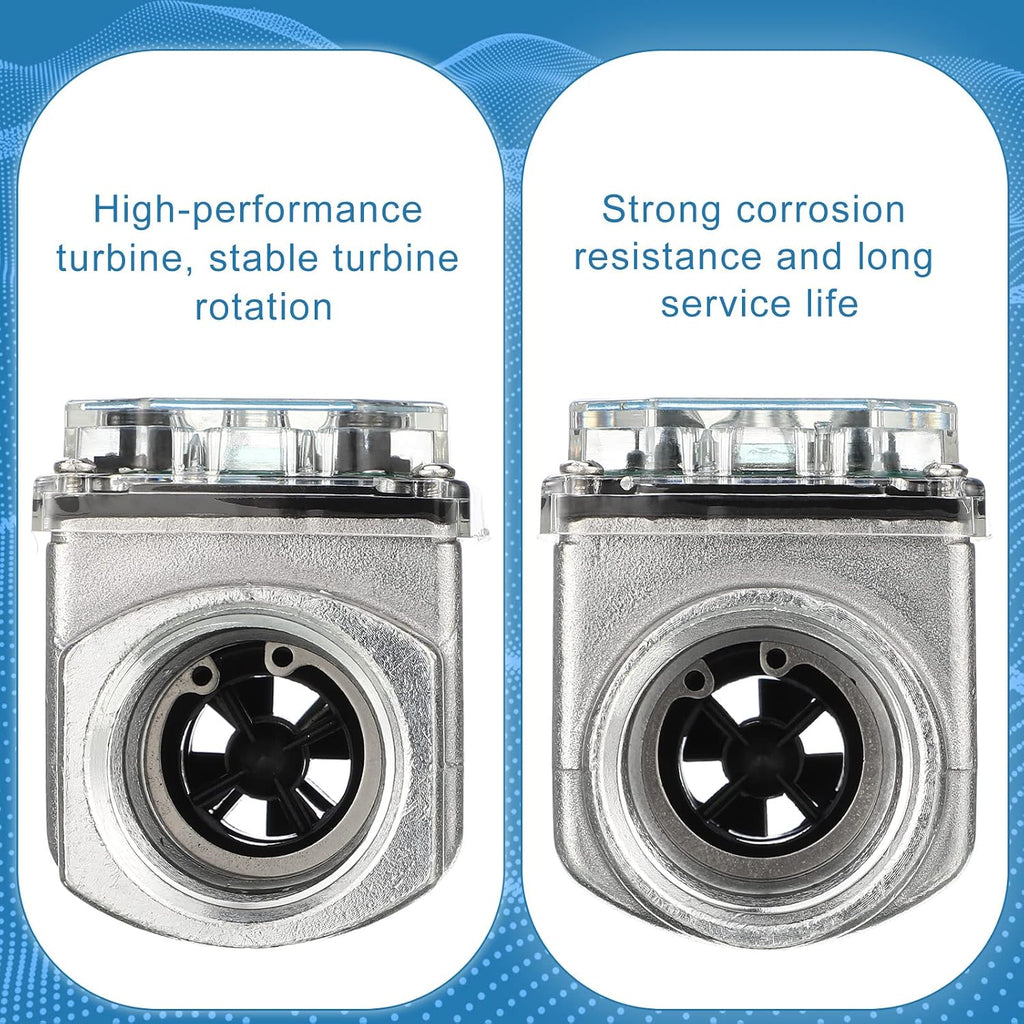 Xuhal 2 Pcs Digital Turbine Flow Meter for Fuel and Water, 1 Inch