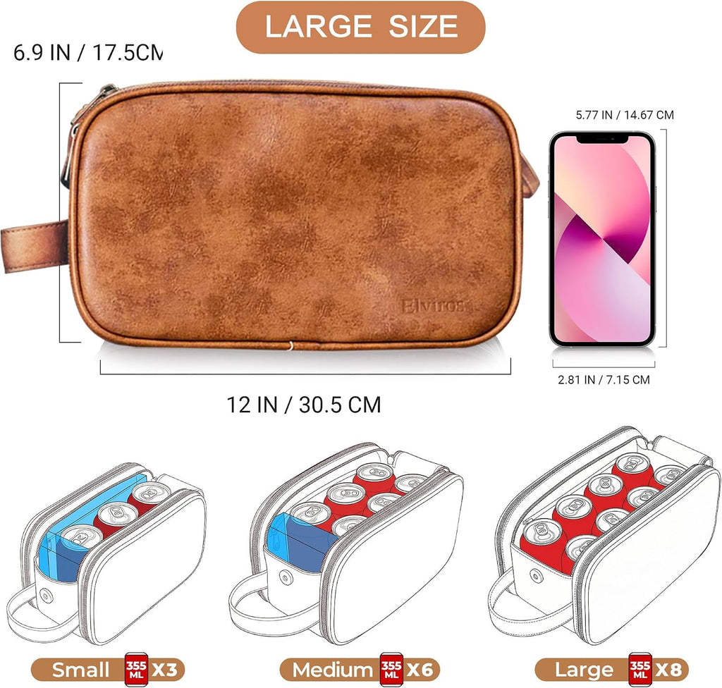 Toiletry Bag for Men, Large Travel Shaving Dopp Kit Water-resistant Bathroom Toiletries Organizer PU Leather Cosmetic