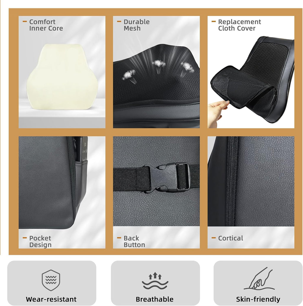 Back Massager with Heat,Neck Massager for Back Pain Deep Tissue,4D Kneading Shiatsu Lower Back Massage Pillow for