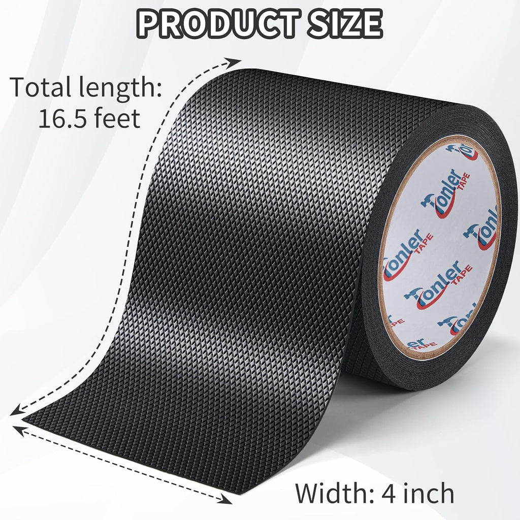 Ultra-Thin Black Anti-Slip Rubber Grip Tape 4" x 16.5FT Strong Adhesive