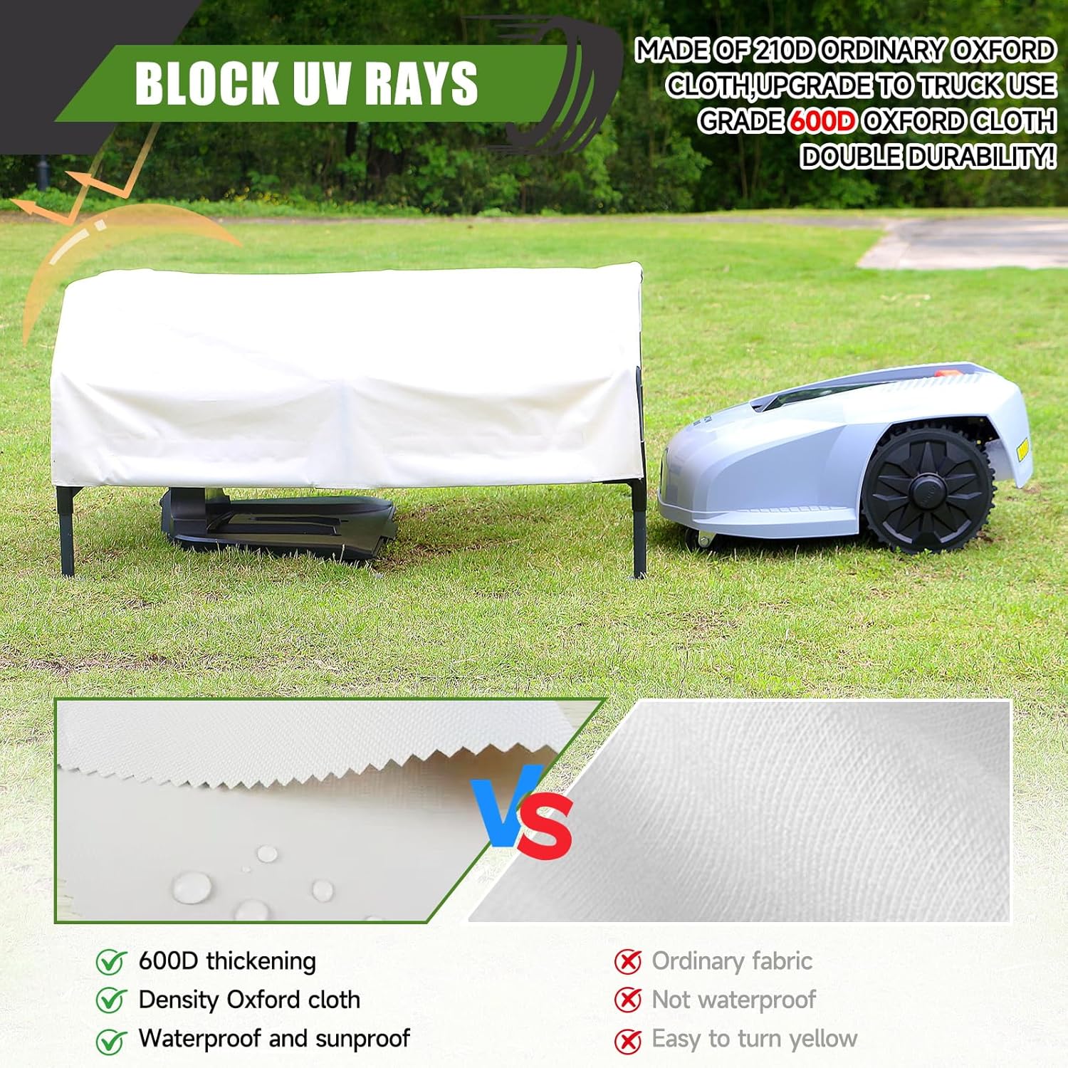 Robot Mower Garage, Rainproof UV-Proof Shelter for All Mowers（Large Size） | Thickened 600D Oxford fabric | Rust-proof