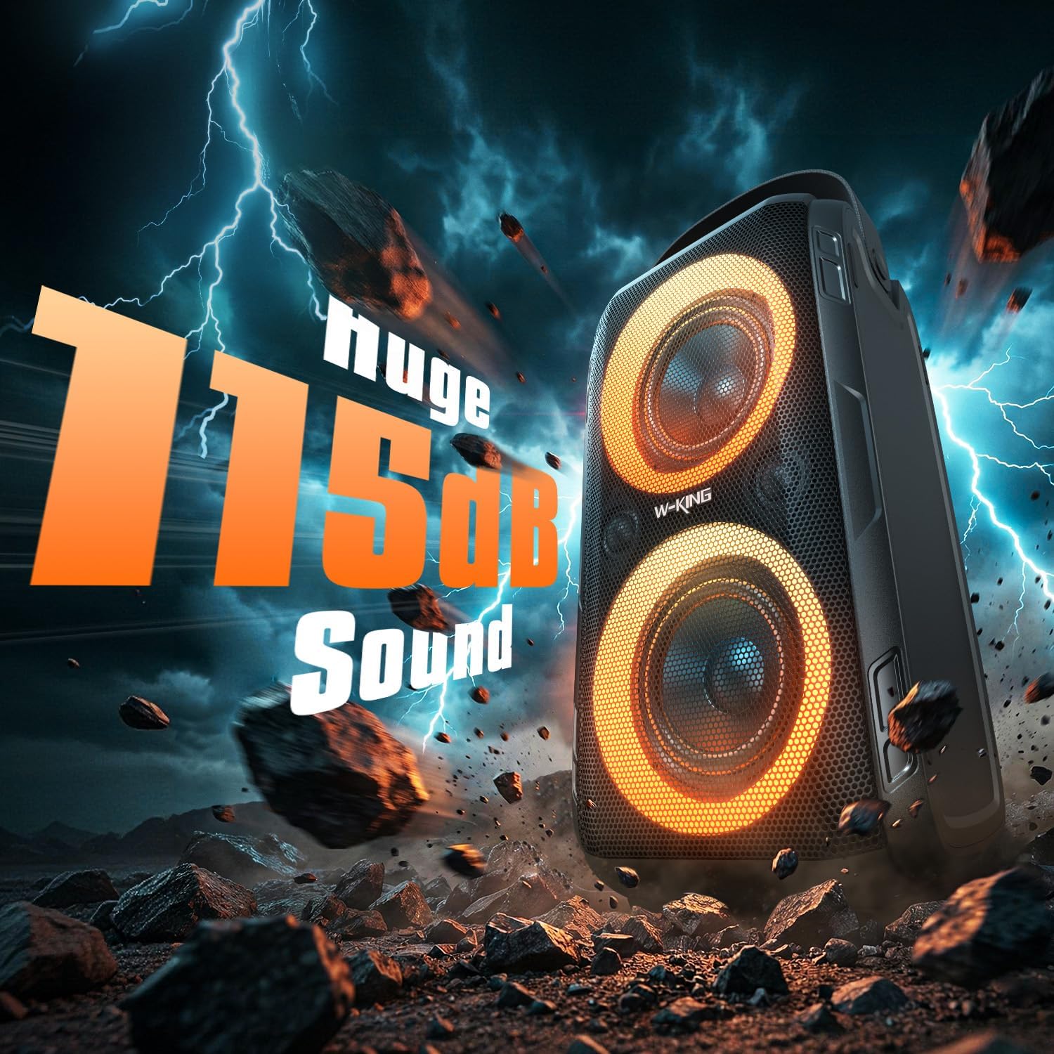 Party Bluetooth Speaker Boom Box, 180W Max Big Large Loudest Wireless Outdoor Portable Speaker 4 Drivers with