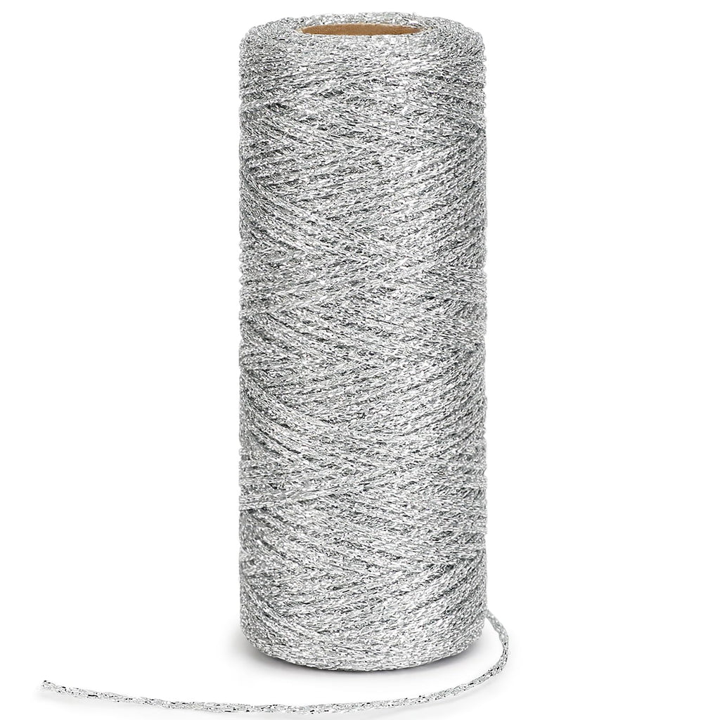 328ft 1mm Metallic Silver Twine for Gift Wrapping