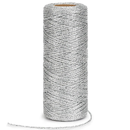 328ft 1mm Metallic Silver Twine for Gift Wrapping