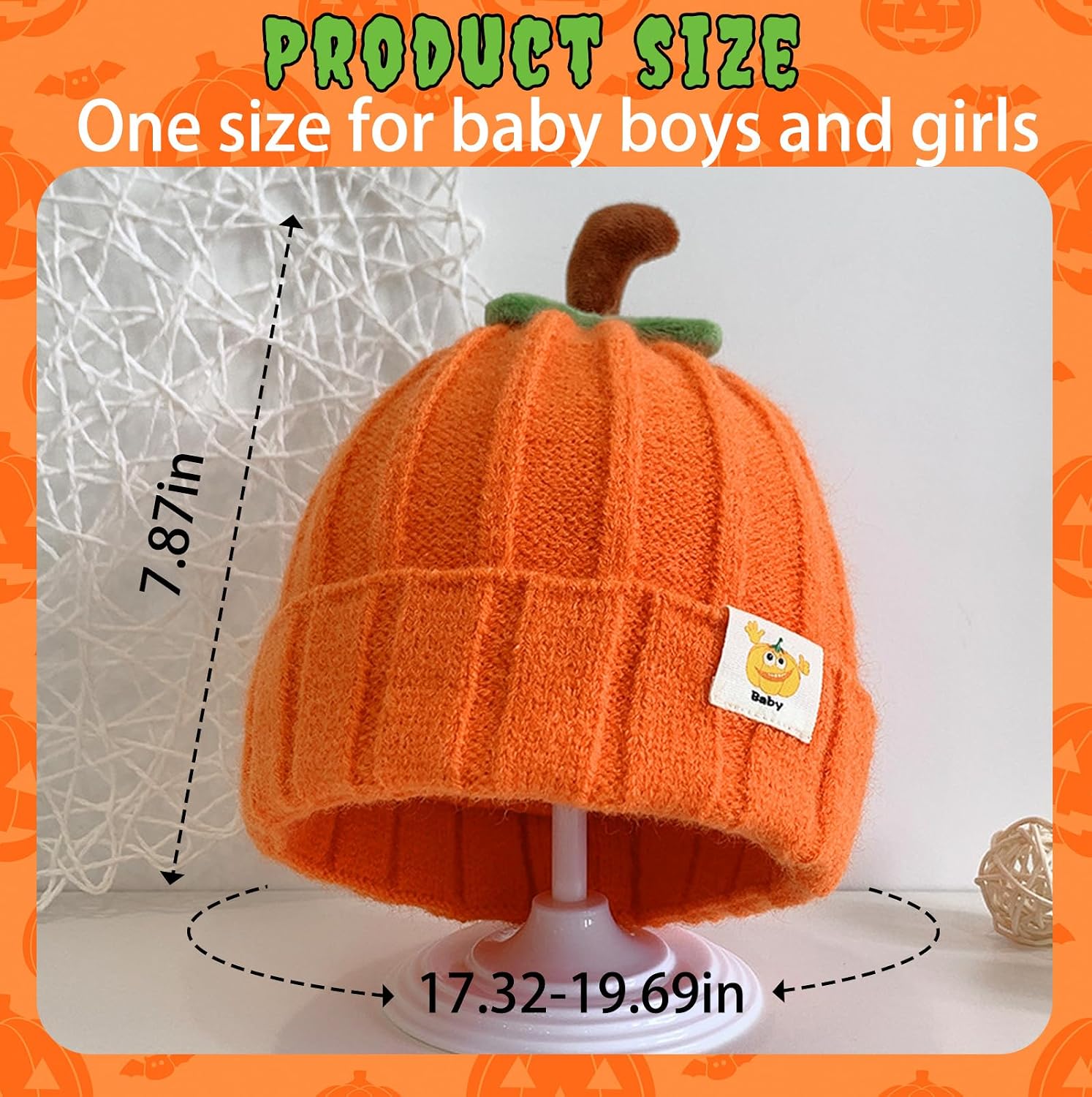 Pumpkin Hat Baby - Halloween Beanie Pumpkin Costume, Winter Knitted Beanie Hats for Infant, Kids, Toddler & Newborn