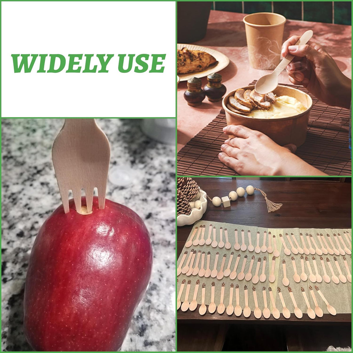 Disposable Wooden Cutlery Spoons - 100 Pack Wooden Spoons Disposable,Biodegradable and Earth Friendly, 6.3 Inch Length