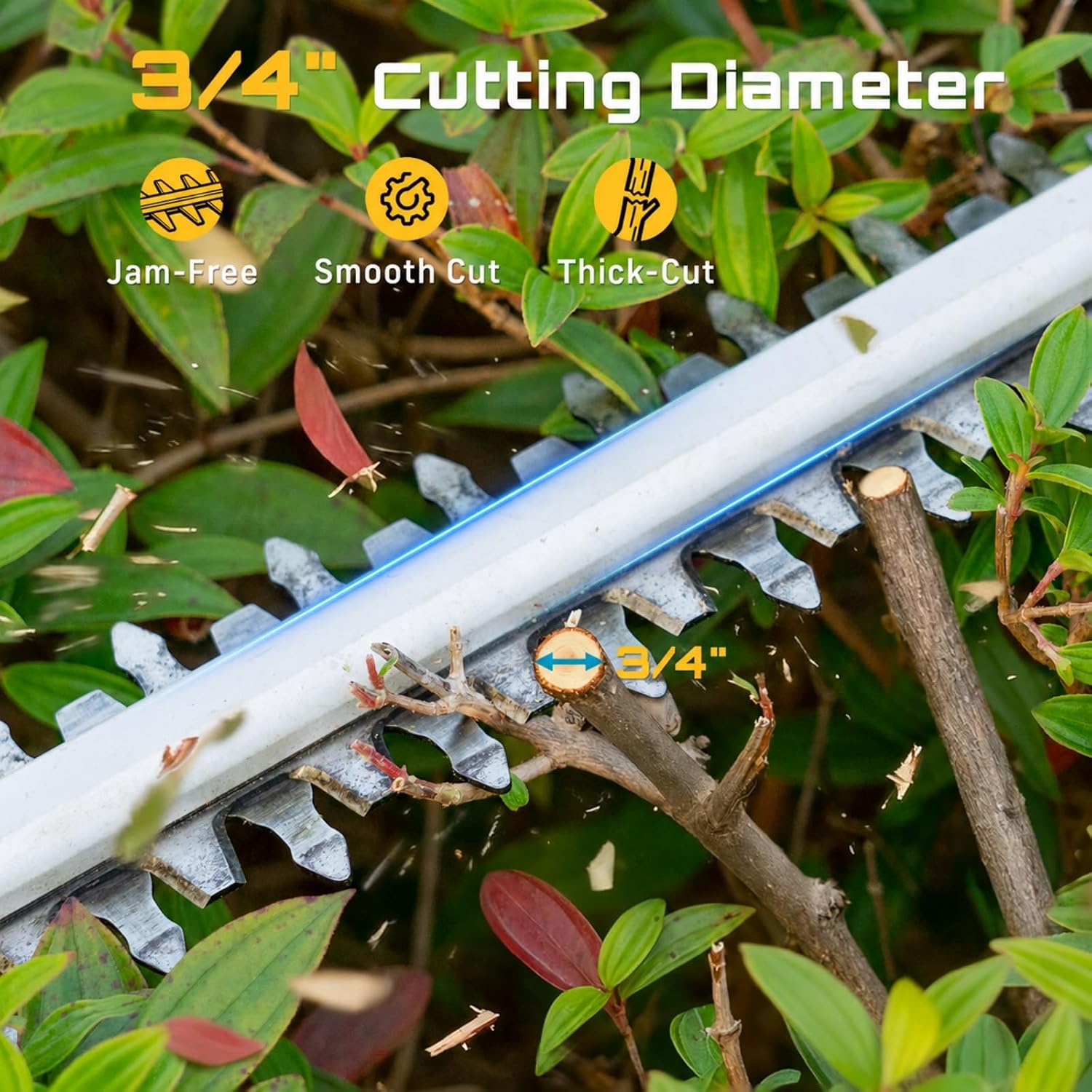 20" Hedge Trimmer Cordless with 2× 4.0Ah Battery, Lightweight Design | 180° Rotatable Handle, 3/4" Blade Gap, Easy to