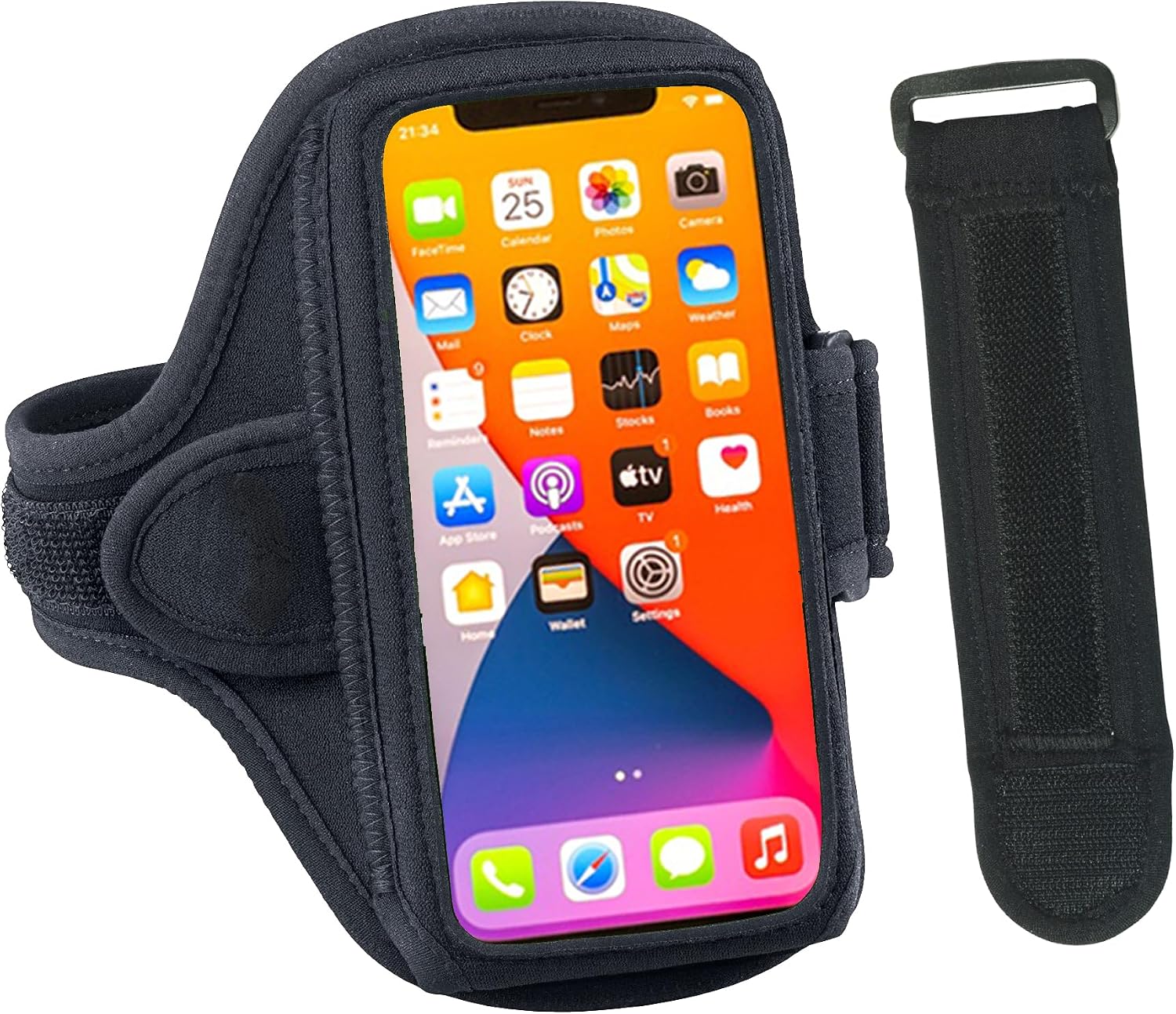 AB91 Running Armband + Extender – No-Slip Holder for Large Phone | Fits iPhone 17/16/15/14/13/12 & Pro and XL Biceps
