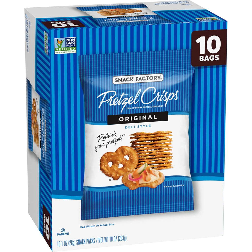 Pretzel Crisps, Original, 1 Oz Snack Bags, 10 Ct