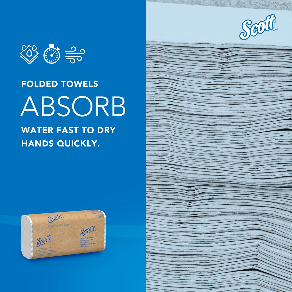 Universal Multifold Paper Towels, Bulk (03650), Absorbency Pockets, White, 9.2"x9.4" Towel, Compressed, Compact (Pack
