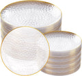 100Pcs Clear Gold Plastic Plates, Disposable Plates With Gold Rim, Heavy-duty Party Platos, Hammered Plastic Plates