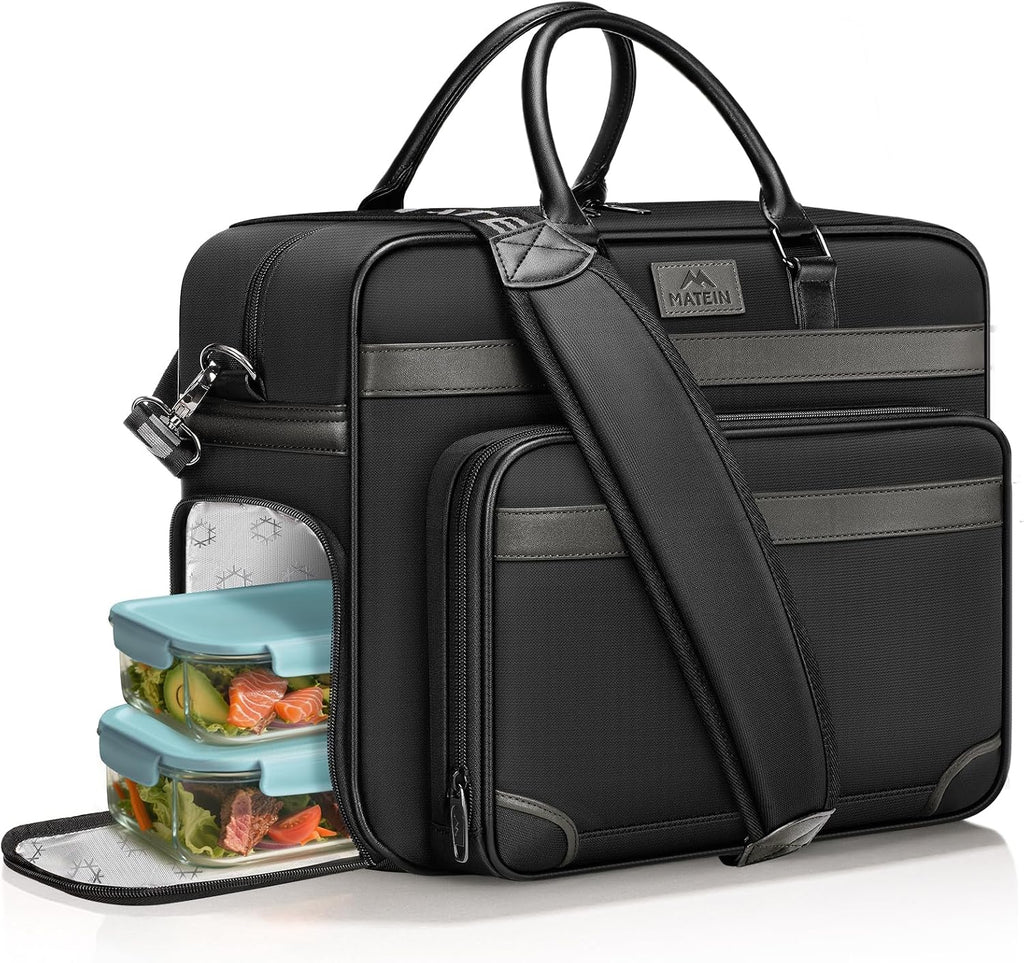 Laptop Bag with Insulated Lunch Compartment, 16 Inch Men Lunch Bags for Work, Water Resistant Anti Theft Business