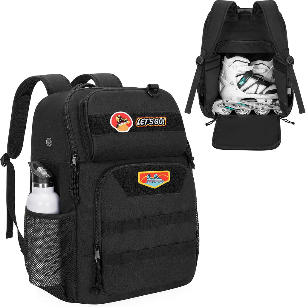 Skate Bag for Women Men, Roller Skate Backpack for Inline Skates | Ice Skate Bag Fits Shoes Up to Us Mens 13, Inline