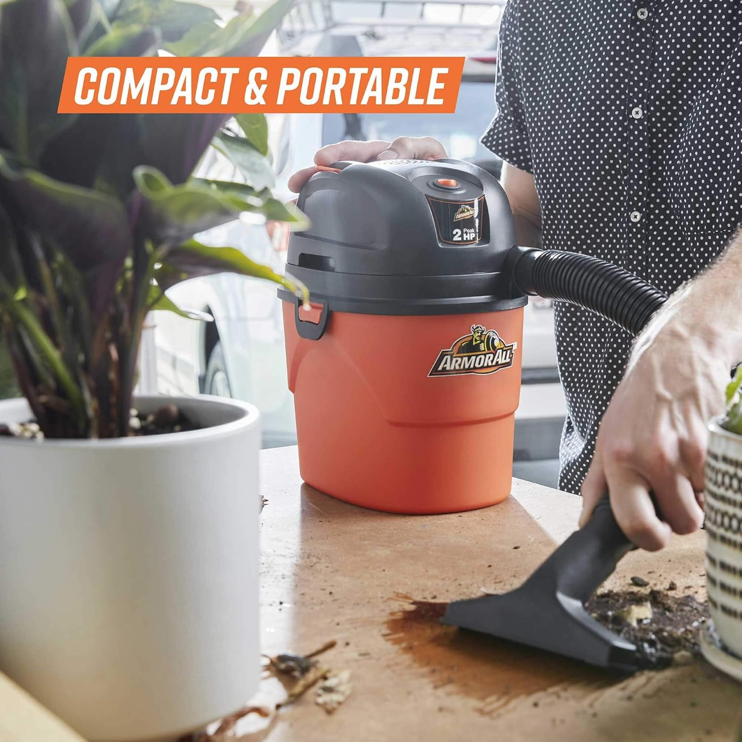 AA155 1.5-Gallon 2 Peak HP Portable Wet/Dry Vacuum, Orange