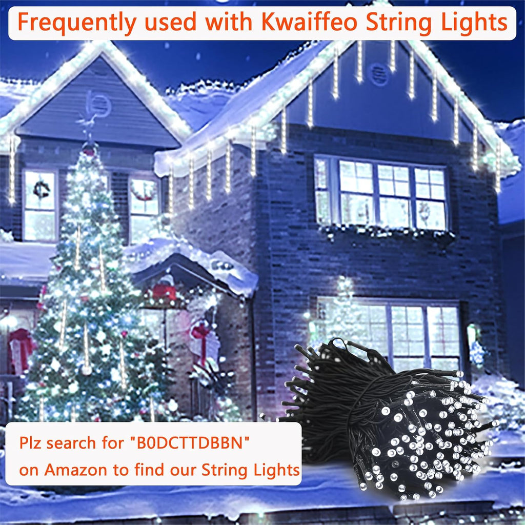 Christmas Lights Outdoor, 24 Tubes Meteor Shower Lights for Xmas Decoration | Equal to 3 Sets of 8-Tubes, Waterproof