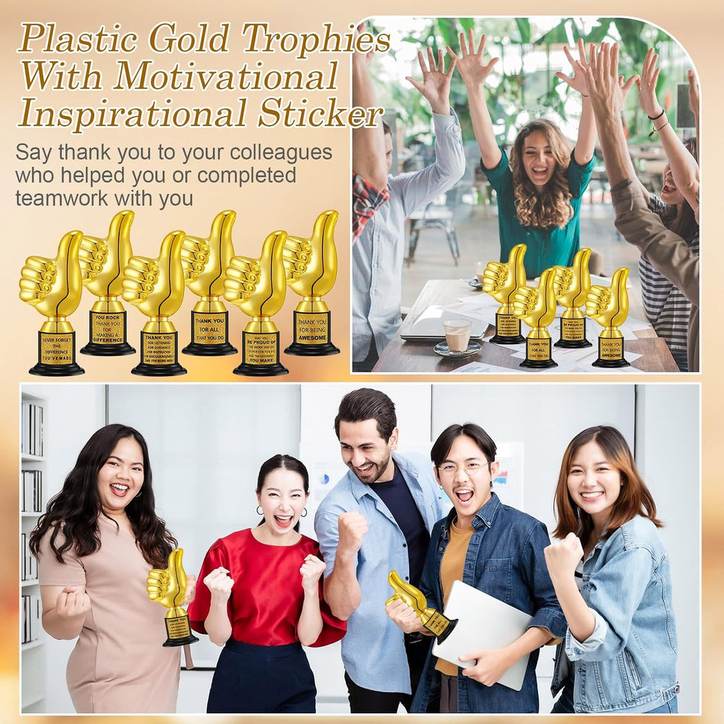 24 Pcs Thumbs up Award Trophies 5 Inch Plastic Gold Trophy Cups Bulk for Staff or Adults Party Favors with