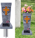 Solar Cemetery Vase with LED for Fresh/Artificial Flowers, Cemetery Flowers Vase with Spikes, Headstone Decorations