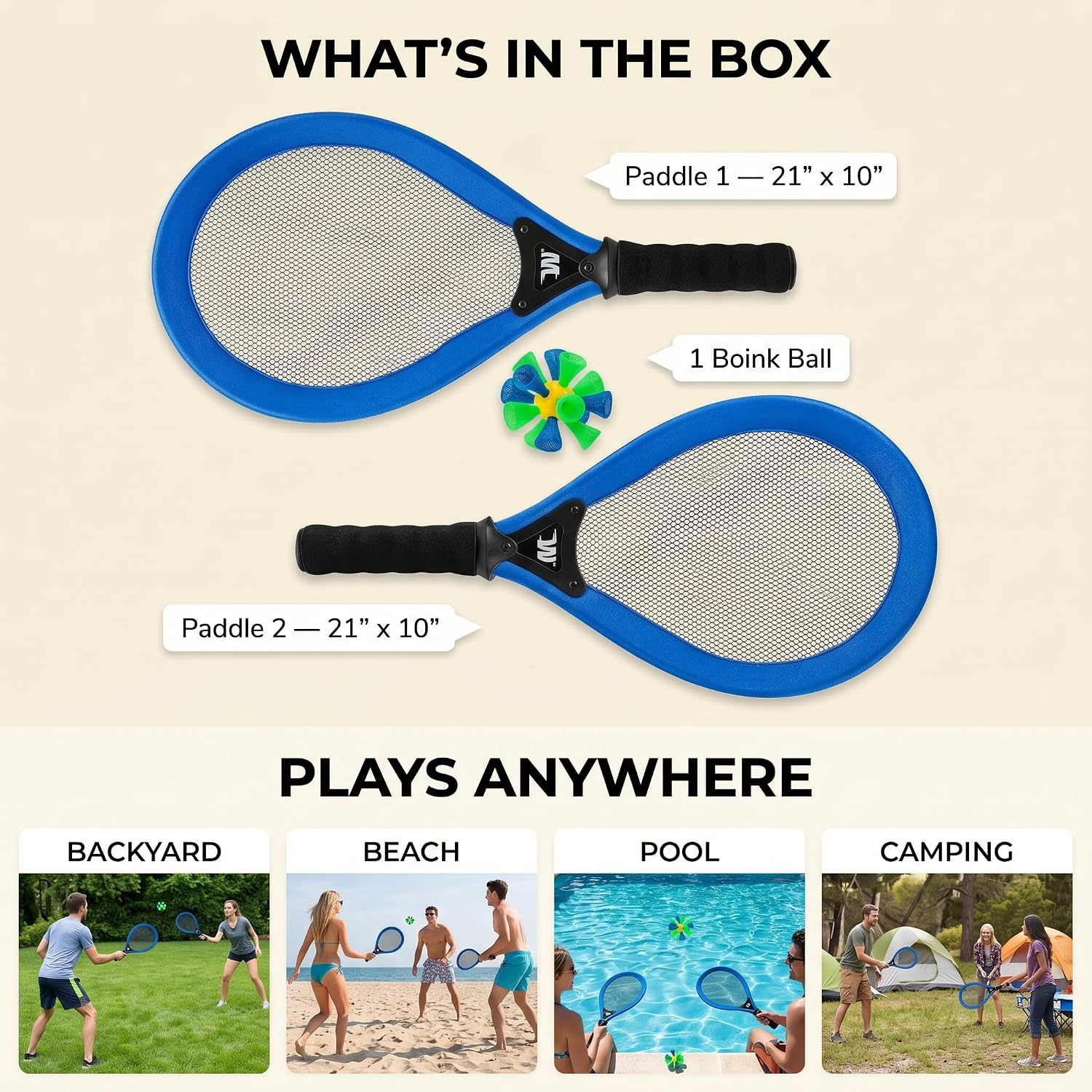 Whackminton Outdoor Game Set - No Net Required! - Fun Racket Game for All Ages - Perfect Outdoor Sport for Park